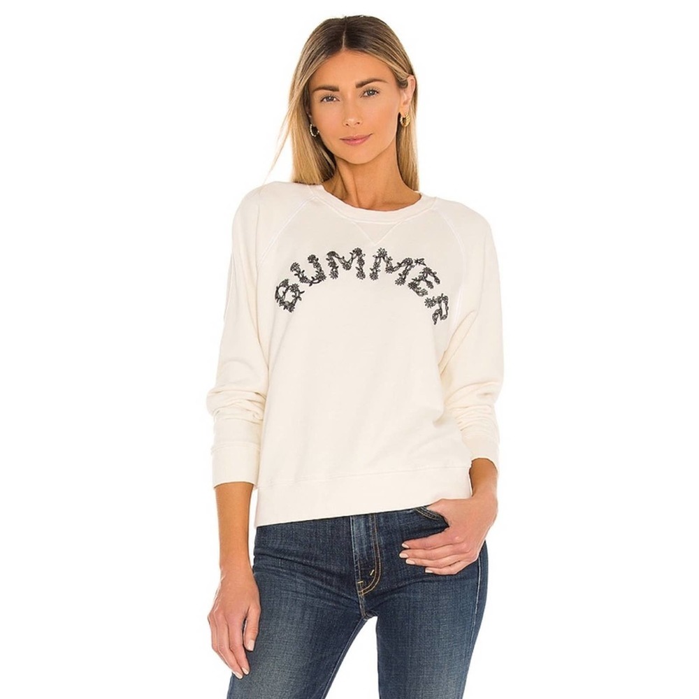 Mother The Square Bummer Sweatshirt Sweater Top White Cream Medium NWT